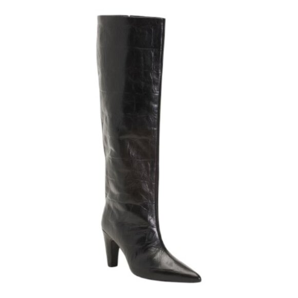 BRONX Made In Italy Patent Leather Croco High Shaft Boots